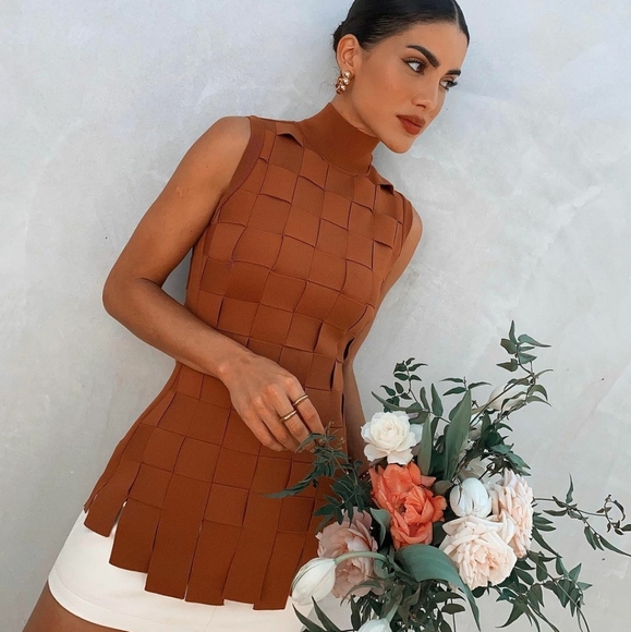 NWT RARE BANDAGE WEAVE TANK TOP Runway Revolve Camila Coelho like Valentino - Picture 1 of 16